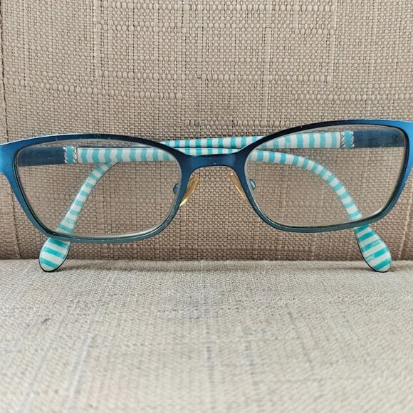 Lilly Pulitzer Accessories - Lilly Pulitzer Teal Frame Glasses with Mint-White Striped Temples